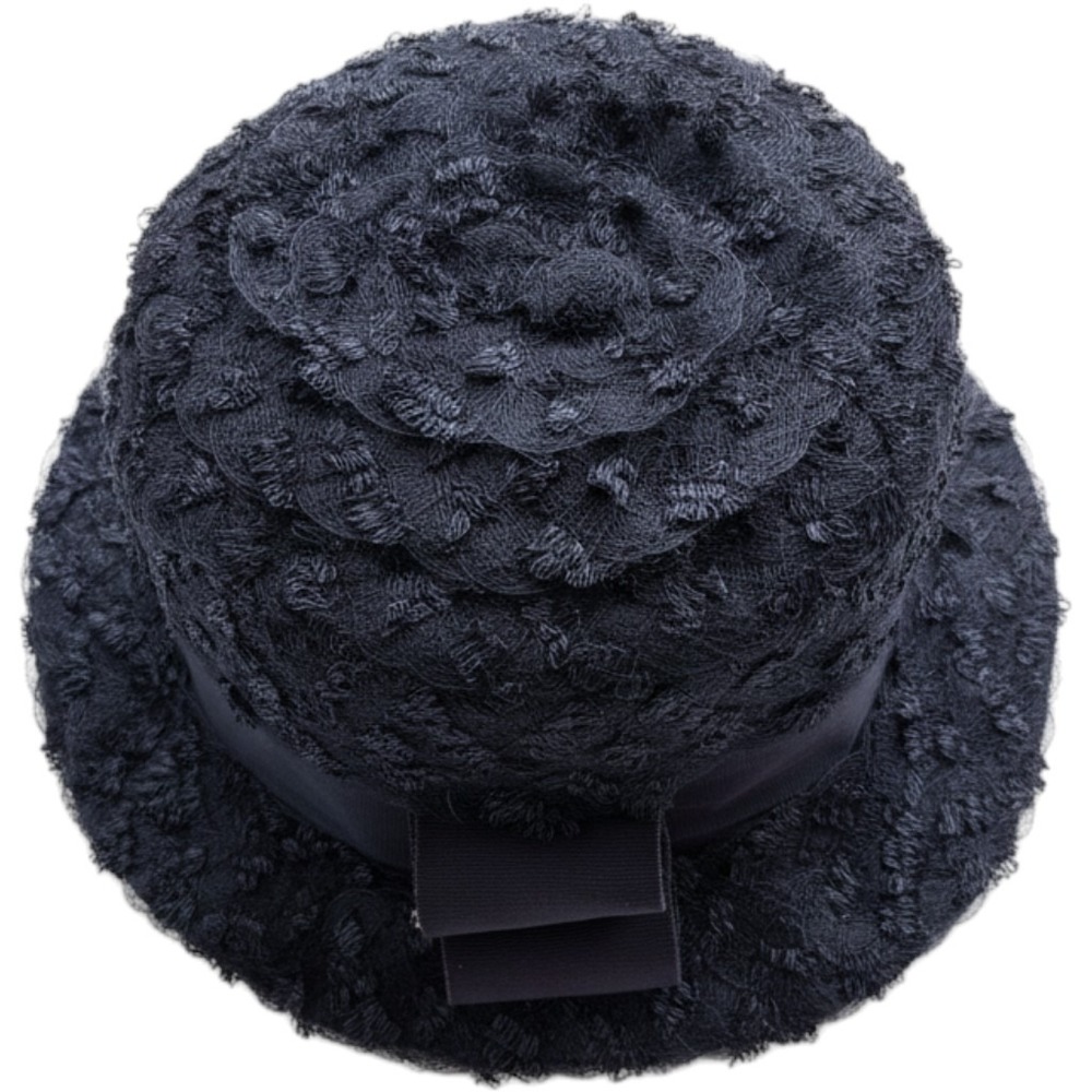 Vintage 60s Union Made Pillbox Hat Women Navy Blue Mesh Ribbon Bow Church Formal